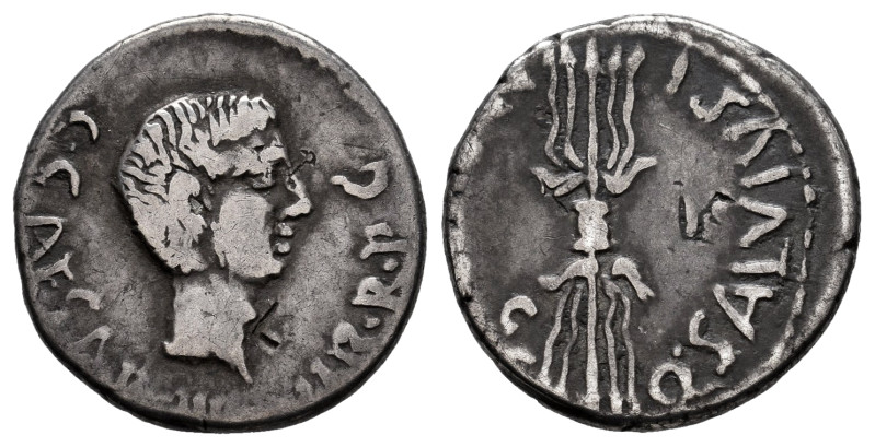 Augustus. Q. Salvidienus Salvius Rufus. Denarius. 40 BC. Military mint moving . ...
