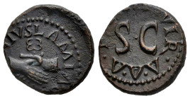 Augustus. Lamia, Silius and Annius. Cuadrante. 9 BC. Rome. (Ric-I 420). (Bmcre-200). (C-338). Anv.: LAMIA•S(ILIVS•ANN)IVS•, clasped right hands holdin...