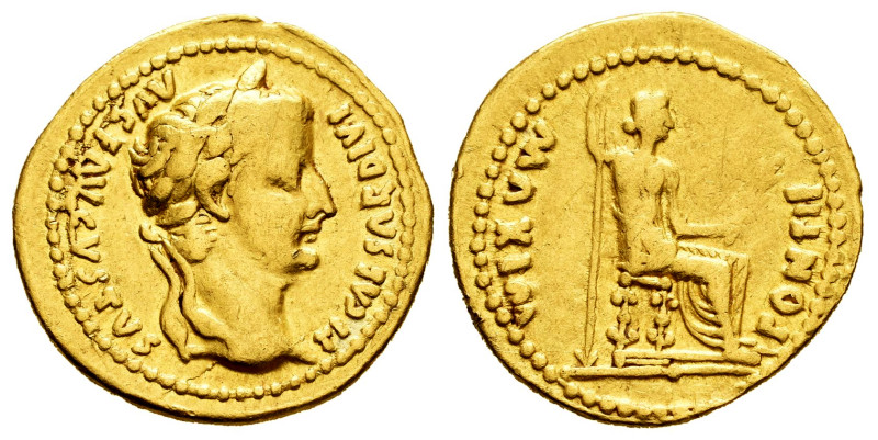 Tiberius. Aureus. 14-37 AD. Lugdunum. (Ric-I 27). (Bmcre-39). (Cal-305a). Anv.: ...