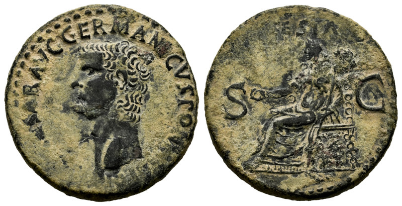 Caligula. Unit. 37-38 AD. Rome. (Ric-38). Anv.: (C CA)ESAR AVG GERMANICVS PON M ...