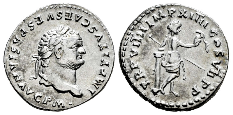 Titus. Denarius. 79 AD. Rome. (Ric-II 1.34). (Bmcre-9). (Rsc-268). Anv.: IMP TIT...