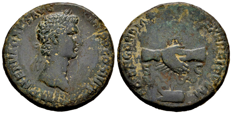 Nerva. Sestertius. 96 AD. Rome. (Ric-II 54). (Bmcre-86). Anv.: IMP NERVA CAES AV...