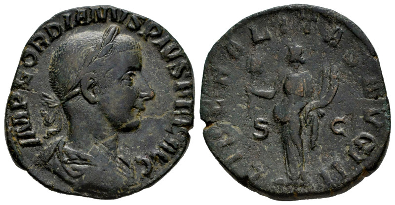 Gordian III. Sestertius. 240 AD. Rome. (Ric-IV 269a). (C-136). Anv.: IMP CAES M ...