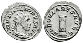 Philip I. Antoninianus. 248 AD. Rome. (Ric-IV 24c). (Rsc-193). Anv.: IMP PHILIPPVS AVG, radiate, draped and cuirassed bust to right. Rev.: SAECVLARES ...