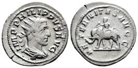 Philip I. Antoninianus. 247-248 AD. Rome. (Ric-58). (Rsc-17). Anv.: IMP PHILIPPVS AVG, radiate, draped, and cuirassed bust right. Rev.: AETERNITAS AVG...