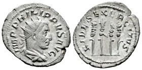 Philip I. Antoninianus. 247-249 AD. Rome. (Ric-IV 62). (Rsc-50). Anv.: IMP PHILIPPVS AVG, radiate, draped and cuirassed bust to right. Rev.: FIDES EXE...