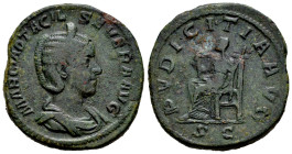 Otacilia Severa. Sestertius. 244-249 AD. Rome. (Ric-209a). Anv.: MARCIA OTACIL SEVERA AVG, diademed and draped bust right. Rev.: PVDICITIA AVG. Pudici...
