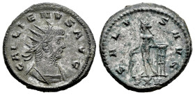 Gallienus. Antoninianus. 267 AD. Antioch. (Ric-610). (Seaby-927a). Rev.: SALVS AVG, Apollo standing to left, holding branch and leaning on tripod on r...