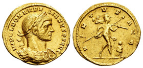 Aurelian. Aureus. 270-275 AD. Mediolanum. (Ric-V 15). (Cal-4050b). (Toffanin-400/2). Anv.: IMP C L DOM AVRELIANVS P F AVG, laureate and cuirassed bust...