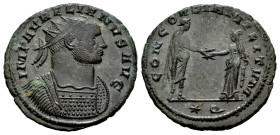Aurelian. Antoninianus. 272-274 AD. Siscia. (Ric-V 1 216). Anv.: IMP AVRELIANVS AVG, radiate and cuirassed bust to right. Rev.: CONCORDIA MILITVM, Emp...