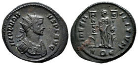 Probus. Antoninianus. 276-282 AD. Rome. (Ric-V 2.170 var). Anv.: PROBVS P F AVG, radiate and cuirassed bust to right. Rev.: FIDES MILITVM, Fides stand...