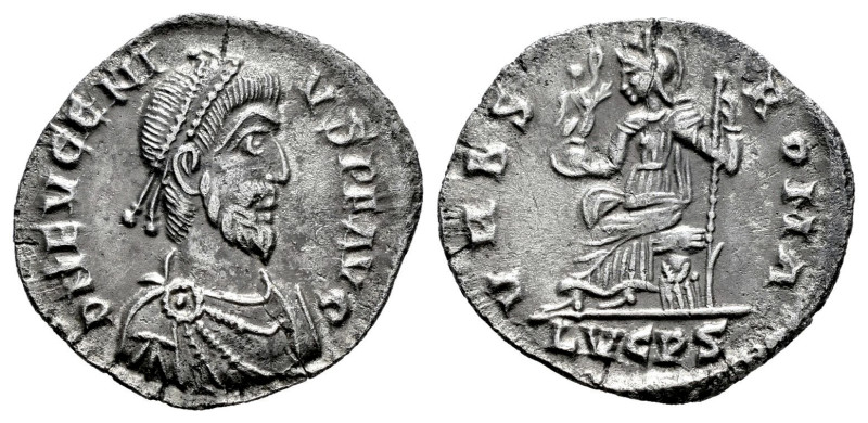 Eugenius. Siliqua. 392-394 AD. Lugdunum. (Ric-IX 46). (Rsc-18a). Anv.: D N EVGEN...