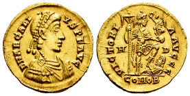 Arcadius. Solidus. 395-402 AD. Mediolanum. (Ric-1205). (Depeyrot-16/1). Anv.: D N ARCADIVS P F AVG, pearl-diademed, draped and cuirassed bust right. R...