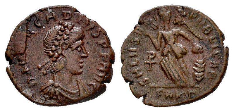 Arcadius. AE 14. 388-392 AD. Cyzicus. (Ric-IX 26c). Anv.: D N ARCADIVS P F AVG, ...