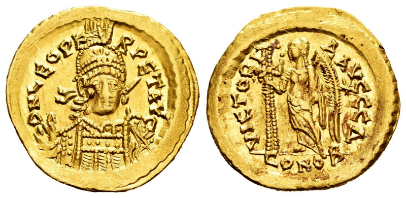 Leo I. Solidus. 462-466 AD. Constantinople. (Ric-X 605). (Depeyrot-93/1). Anv.: ...