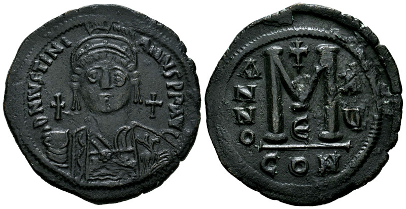 Justinian I. Follis (40 Nummi). RY 15 (541/2). Constantinople. (Sear-163). (Doc-...