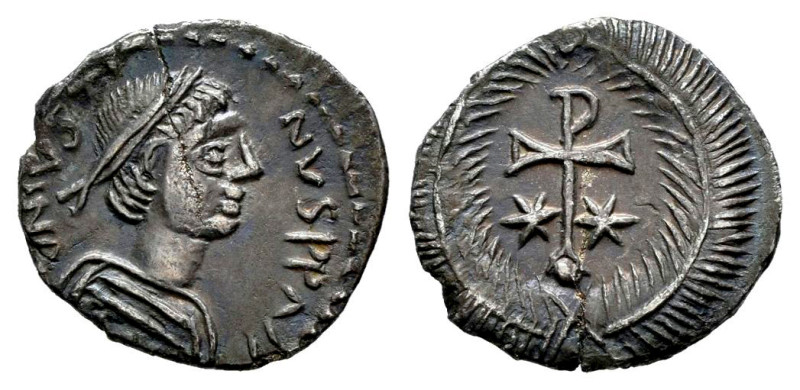 Justin II. 1/2 silicua. 567-572 AD. Ravenna. (MIBE-41). (Doc-413). (Sear-412). A...