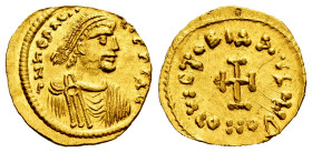 Heraclius. Tremissis. 610-613 AD. Constantinople. (MIBE-74). (Doc-54). (Sear-787). Anv.: δ N hЄRACLIЧS Ʈ P P AV, diademed and cuirassed bust to right....