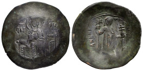 Manuel I Comnenus. Aspron Trachy. 11060-1164 AD. Constantinople. (Doc-12a). (Sear-1964). Anv.: The Virgin enthroned facing, holding infant Christ; MHP...