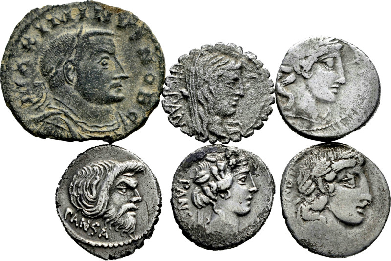 Lot of 6 coins of the Republic and Roman Empire. Denarii from different families...