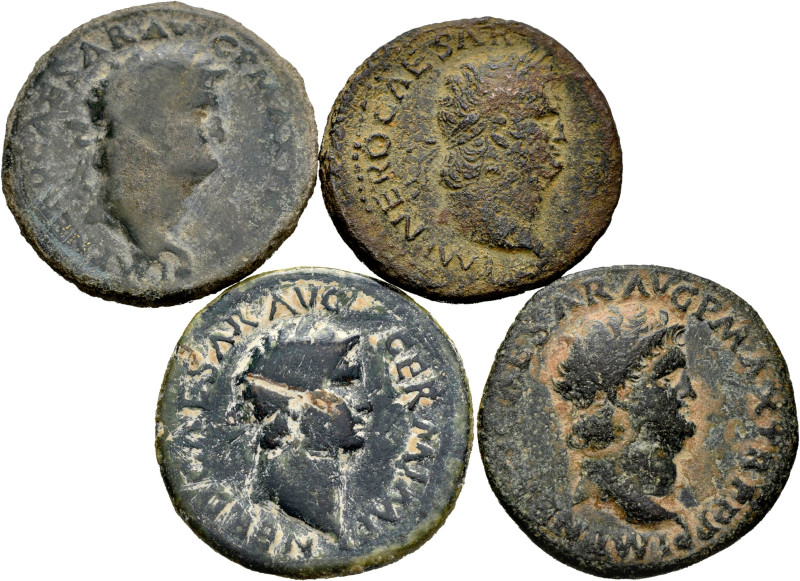 Lot of 4 coins of the Roman Empire. As of the Emperor Nero. Three different type...