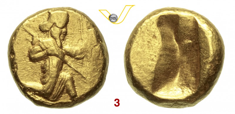 LIDIA DARIO I - XERSES II (485-420 a.C.) Darico d'oro. D/ Re persiano con arco e...