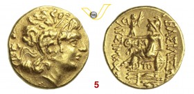 TRACIA LISIMACO (306-281 a.C.) Statere d'oro coniato al tempo della prima guerra mitridatica (88 a.C.). D/ Testa di Alessandro Magno R/ Atena seduta c...