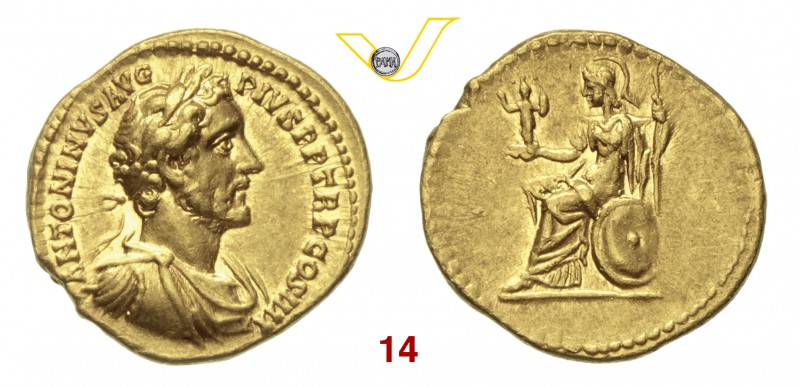 ANTONINO PIO (138-161) Aureo. D/ Busto laureato, drappeggiato e corazzato R/ Ane...