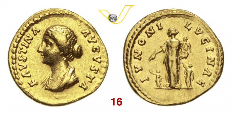 FAUSTINA Figlia (moglie di Marco Aurelio, † 176) Aureo. D/ Busto drappeggiato R/...