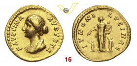 FAUSTINA Figlia (moglie di Marco Aurelio, † 176) Aureo. D/ Busto drappeggiato R/ Giunone Lucina con tre fanciulli. RIC 693 Calicò 2085 Au g 7,25 • Ex ...