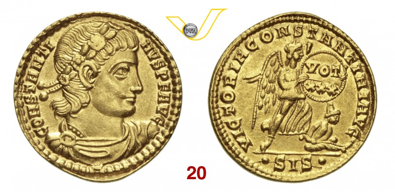 COSTANTINO II (337-340) Solido, Siscia. D/ Busto diademato, paludato e corazzato...