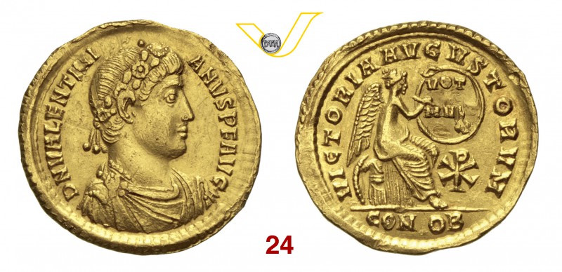 VALENTINIANO I (364-375) Solido, Costantinopoli. D/ Busto diademato, drappeggiat...