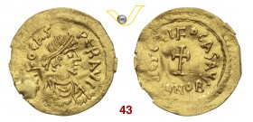 FOCAS (602-610) Tremisse, Costantinopoli. D/ Busto diademato R/ Croce potenziata. Sear 633 Au g 1,39 • Da montatura MB