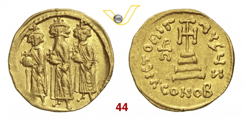 ERACLIO (610-641) Solido, Costantinopoli. D/ Eraclio con i due figli Eraclio Cos...
