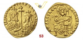 BASILIO I (867-886) Solido, Costantinopoli. D/ Busti frontali di Basilio e Costantino, reggenti una croce R/ Cristo in trono. DOC 2c Au g 4,32 • Ex Ne...