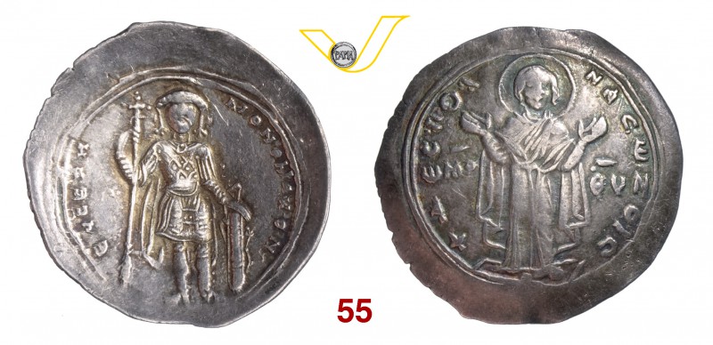 COSTANTINO IX (1042-1055) Miliaresia, Costantinopoli. D/ Costantino stante con l...