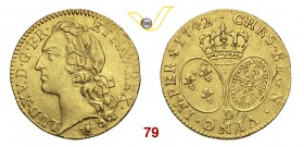 FRANCIA LUIGI XV (1715-1774) Luigi d'oro 1742 D, Lione. Fb. 463 Gadoury 346 Au g 8,12 BB÷SPL