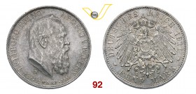 GERMANIA - Bayern LEOPOLDO, Principe Reggente 5 Marchi 1911 D. Kr. 999 Ag g 27,78 SPL
