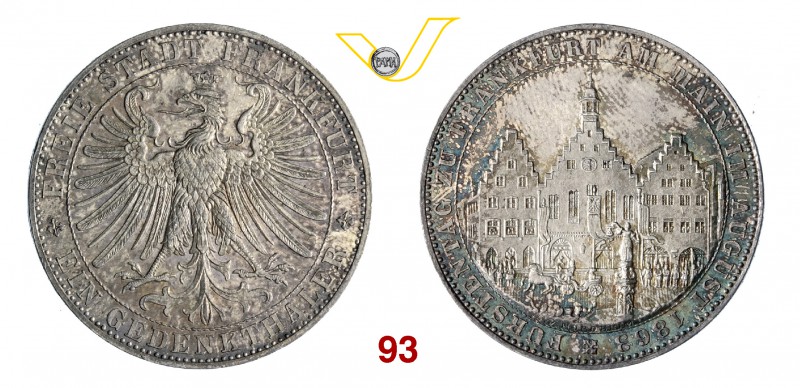 GERMANIA - Francoforte Tallero 1863. Kr. 372 Ag g 18,50 • Bellissima patina FDC...