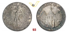 GERMANIA - Francoforte Tallero 1863. Kr. 372 Ag g 18,50 • Bellissima patina FDC