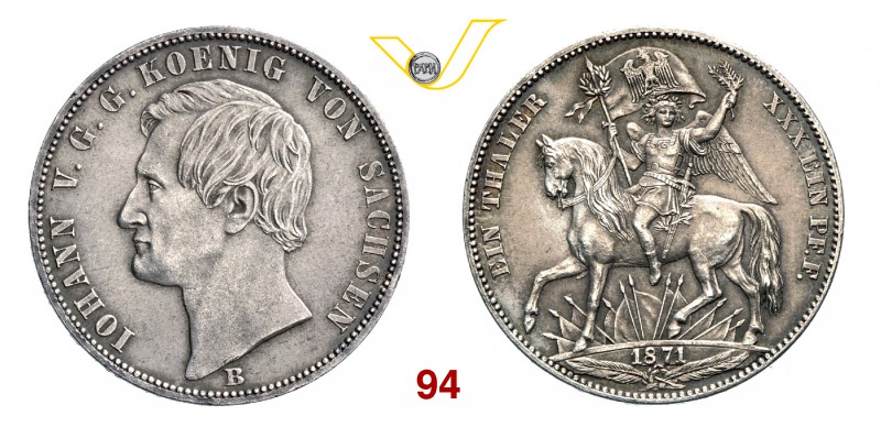 GERMANIA - Sassonia GIOVANNI (1854-1873) Tallero 1871 per la vittoria sulla Fran...