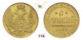 RUSSIA NICOLA I (1825-1855) 5 Rubli 1833. Fb. 155 Au g 6,51 SPL