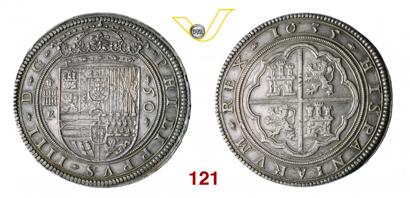 SPAGNA FILIPPO IV (1621-1665) 50 Reales o Cinquentin, 1635 Segovia (acquedotto),...