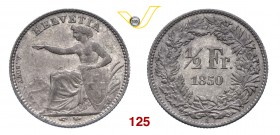 SVIZZERA 1/2 Franco 1850 A, Parigi. Kr. 8 Ag g 2,51 SPL/FDC