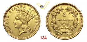 USA 3 Dollari 1854, Philadelphia. Fb. 124 Au g 4,97 Rara BB+