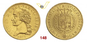 VITTORIO EMANUELE I (1802-1821) 20 Lire 1820 Torino. MIR 1028e Pag. 8 Varesi 7 Au g 6,43 Rara BB÷SPL