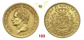 CARLO FELICE (1821-1831) 20 Lire 1828 Torino “L”. MIR 1034k Pag. 56 Varesi 20 Au g 6,42 • Ex Coll. Augustus BB÷SPL