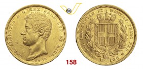 CARLO ALBERTO (1831-1849) 100 Lire 1833 Torino. MIR 1043c Pag. 137 Au g 32,24 Rara • Un paio di colpetti al bordo BB/SPL