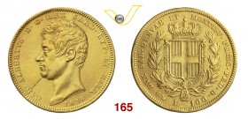 CARLO ALBERTO (1831-1849) 100 Lire 1836 Genova. MIR 1043h Pag. 142 Au g 32,19 • Restauri BB