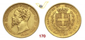 VITTORIO EMANUELE II, Re di Sardegna (1849-1861) 20 Lire 1852 Torino. MIR 1055h Pag. 342 Au g 6,43 Non comune • Ex Coll. Augustus BB÷SPL